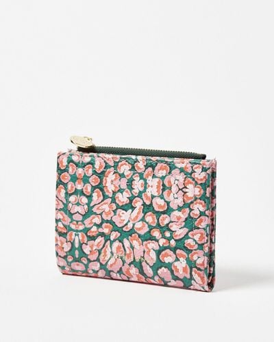 Oliver Bonas Kinley Fold Over Floral Animal Print Pink Purse - White