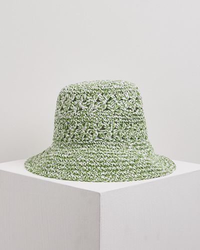 Oliver Bonas Crochet Green Straw Bucket Hat