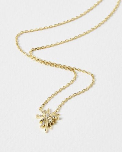 Oliver Bonas Aster Starburst Plated Pendant Necklace - White