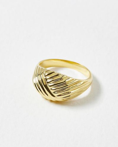 Oliver Bonas Bloom Twist Curve Engraved Plated Ring - Metallic