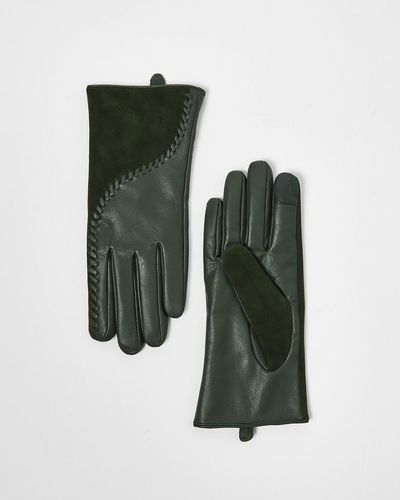 Oliver Bonas Whipstitch Leather Gloves - Black