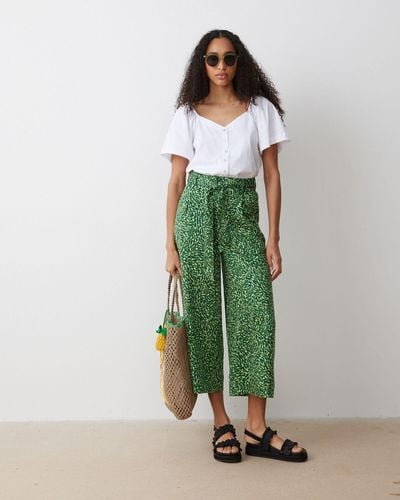 Oliver Bonas Palm Print Culotte Trousers, Size 6 - Green