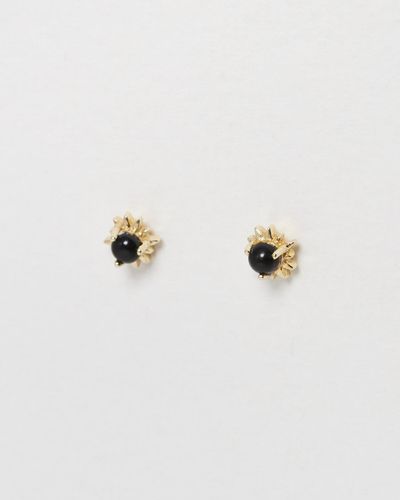 Oliver Bonas Sunburst Onyx Stud Earrings - Black