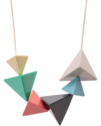 Oliver Bonas Luxe Pyramid Necklace - Blue