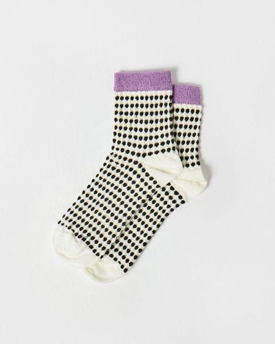 Oliver Bonas Monochrome Spotty Ankle Socks - White