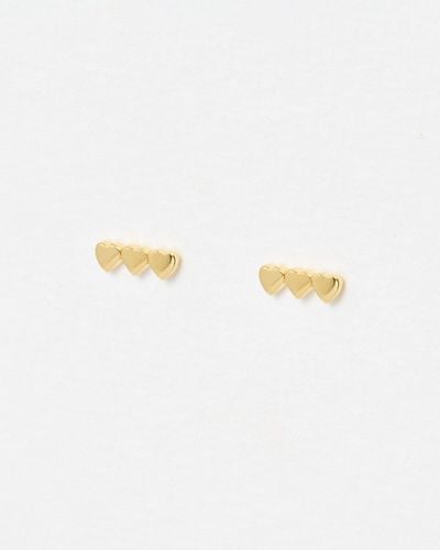 Oliver Bonas Triple Heart Stud Earrings - White