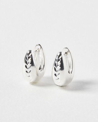 Oliver Bonas Skylar Engraved Plated Hoop Earrings - Metallic