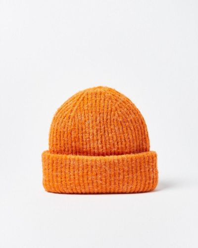Oliver Bonas Rib Knitted Beanie Hat - Orange