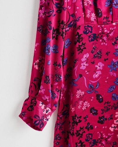 Oliver Bonas Floral Satin Mini Dress - Pink