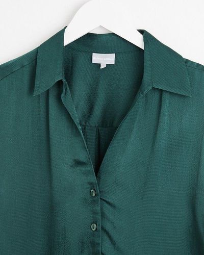 Oliver Bonas Oversized Satin Shirt - Green