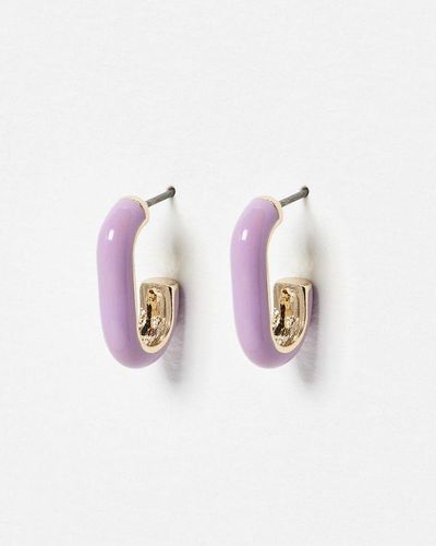 Oliver Bonas Amaya Enamel Hoop Earrings Mini - Pink