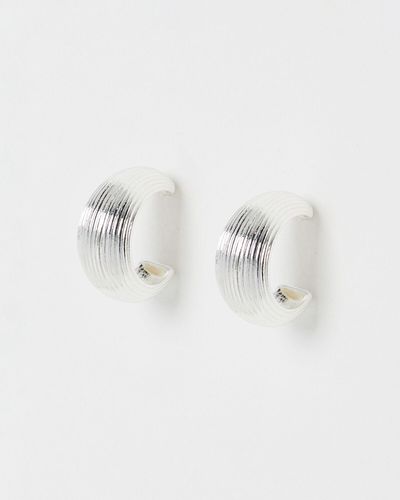 Oliver Bonas Erica Ridged Hoop Earrings - Metallic