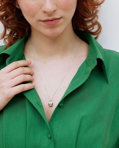 Oliver Bonas Lilie Posy Engraved Pendant Necklace - Green