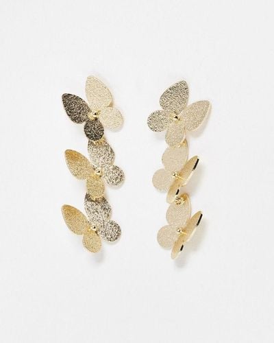 Oliver Bonas Hailey Textured Butterflies Drop Earrings - Brown