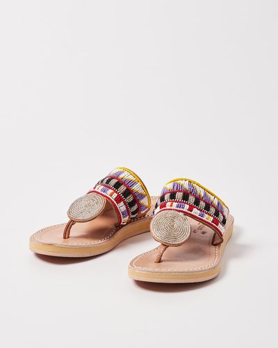 Laidbacklondon Heron Beaded Leather Sandals, Size Uk 7 - Pink