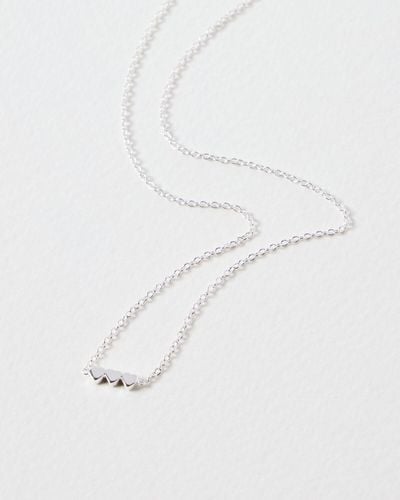 Oliver Bonas Triple Heart Chain Necklace - White