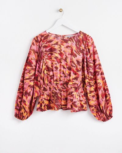 Oliver Bonas Moving Texture Print Red Blouse, Size 6