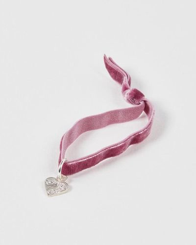 Oliver Bonas Mikaela Lyons X Pink Velvet Heart Charm Bracelet