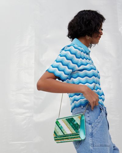 Oliver Bonas Resin Stripe Clutch Bag - Blue