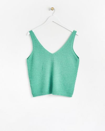 Oliver Bonas Sparkle V-neck Green Knitted Vest Top, Size 16