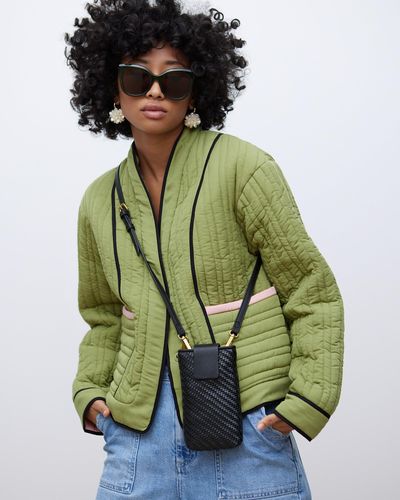 Oliver Bonas Balla Woven Crossbody Phone Bag - Green