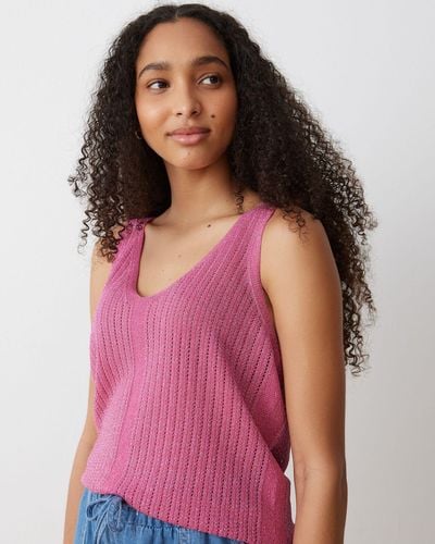 Oliver Bonas Sparkle Knitted Vest Top, Size 6 - Pink
