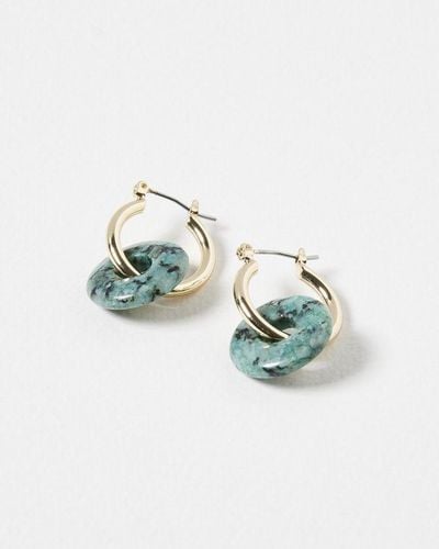 Oliver Bonas Alaia Interlinked Hoop & Speckled Stone Hoop Earrings - Blue