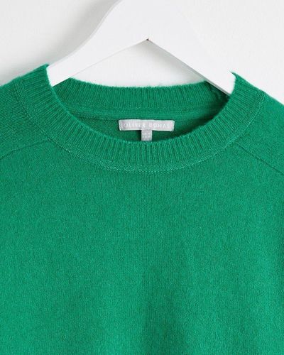 Oliver Bonas Sparkle Trim Knitted Sweater - Green