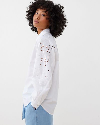Oliver Bonas Embroidered Sleeve White Shirt, Size 6