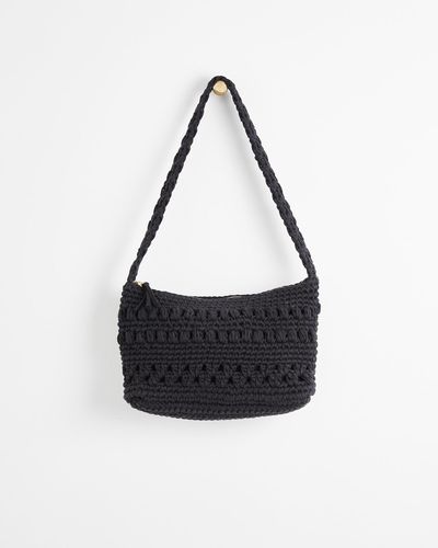 Oliver Bonas Mikkie Crochet Black Shoulder Tote Bag