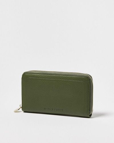 Oliver Bonas Maddie Khaki Zipped Wallet - Green