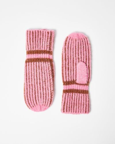 Oliver Bonas & Brown Knitted Mitten Gloves - Pink
