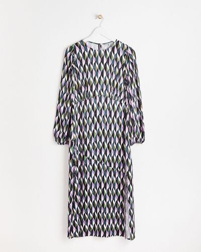 Oliver Bonas Wavy Geometric Midi Dress, Size 8 - Purple