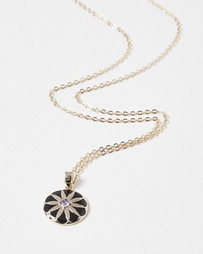 Oliver Bonas Gianna Flower Pendant Necklace - White