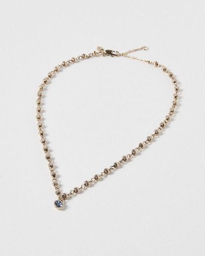Oliver Bonas Ruby Drop Ball Chain Necklace - Blue