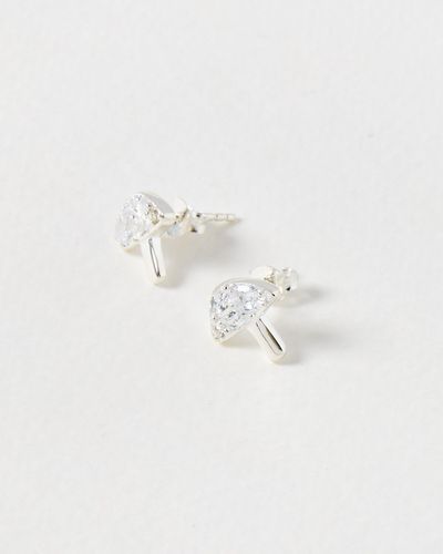 Oliver Bonas Penny Sparkle Mushroom Stud Earrings - White