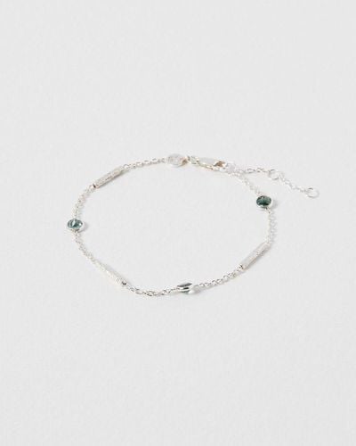 Oliver Bonas Katelyn Tourmaline & Bar Silver Chain Bracelet - Green