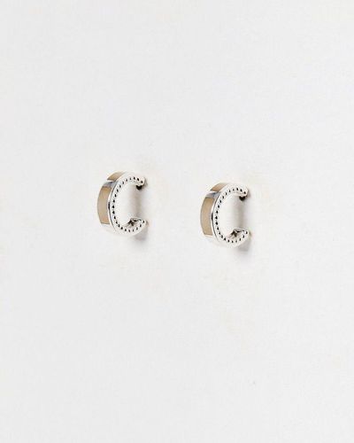 Oliver Bonas Kaia Mother Of Pearl Inlay Hoop Earrings - White