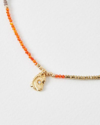 Oliver Bonas Lana Glass Beaded Pendant Necklace - White