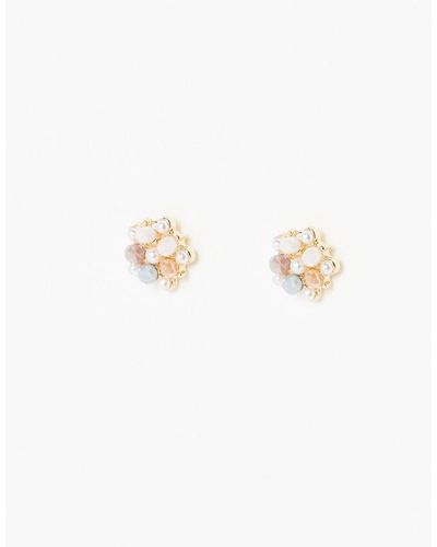 Oliver Bonas Eugenie Pink & White Cluster Stud Earrings