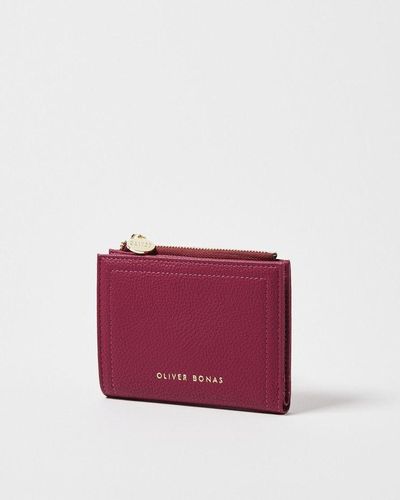 Oliver Bonas Kinley Crimson Pink Zipped Wallet - Red