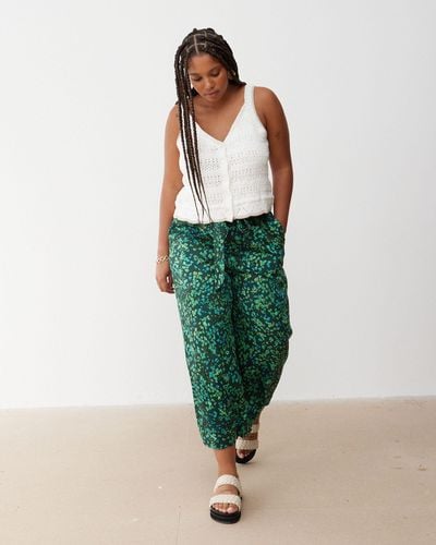 Oliver Bonas Ditsy Print Wide Leg Culotte Trousers, Size 6 - Green