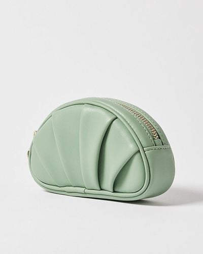 Oliver Bonas Green Pleated Croissant Zipped Pouch