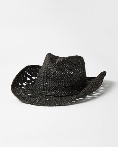 Oliver Bonas Sparkle Straw Cowboy Hat - Black