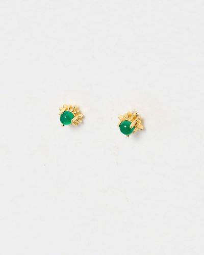 Oliver Bonas Sunburst Onyx Gold Plated Stud Earrings - White