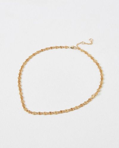 Oliver Bonas Vanora Textured Metal Chain Short Necklace - Natural