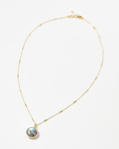 Oliver Bonas Venus Round Labradorite & Star Motif Pendant Necklace - White