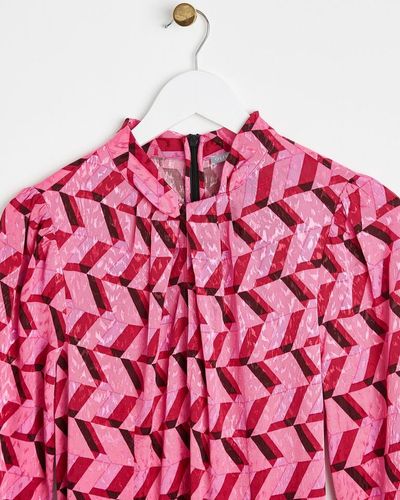 Oliver Bonas Geometric Knot Front Midi Dress - Red