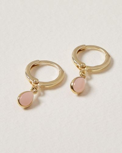 Oliver Bonas Auden Tiny Teardrop Opal & Huggie Earrings - Pink