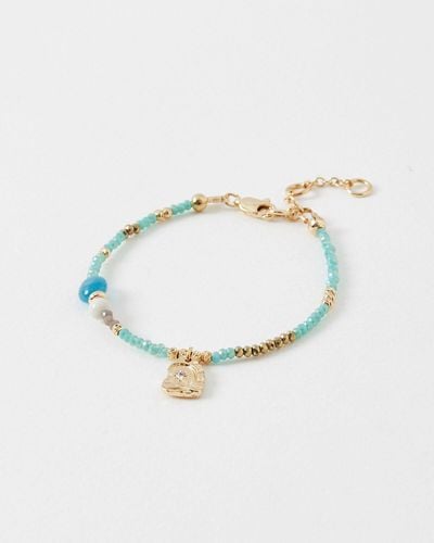 Oliver Bonas Lana Glass Beaded Chain Bracelet - Blue
